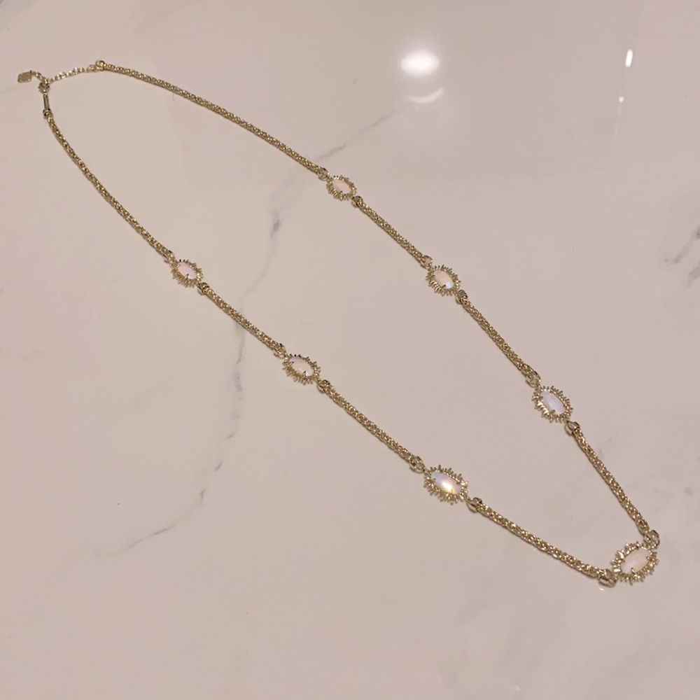 Kendra Scott chain stone necklace opal